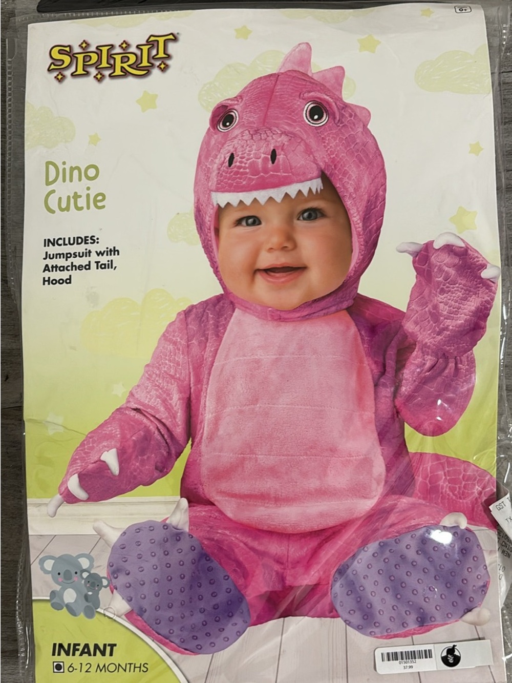 Spirit Baby Pink and Purple Dino Jumpsuit Costume
